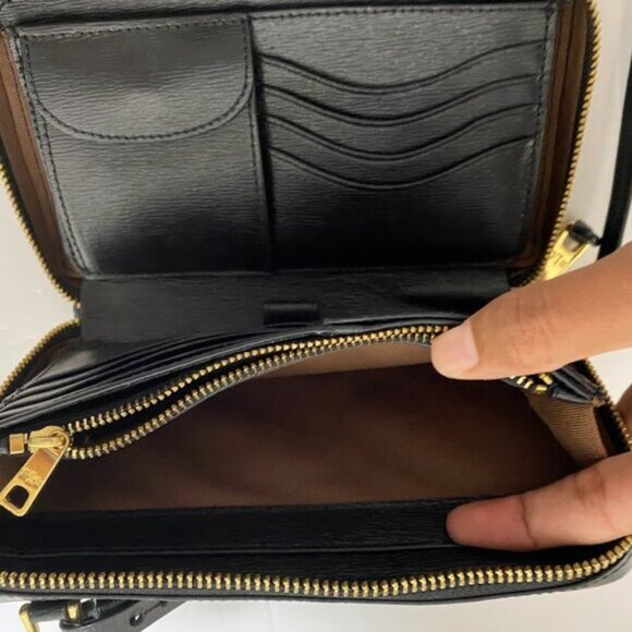 Lauren Ralph Lauren (LRL)Black Leather Women's Crossbody Wallet Clutch Small - Picture 10 of 16